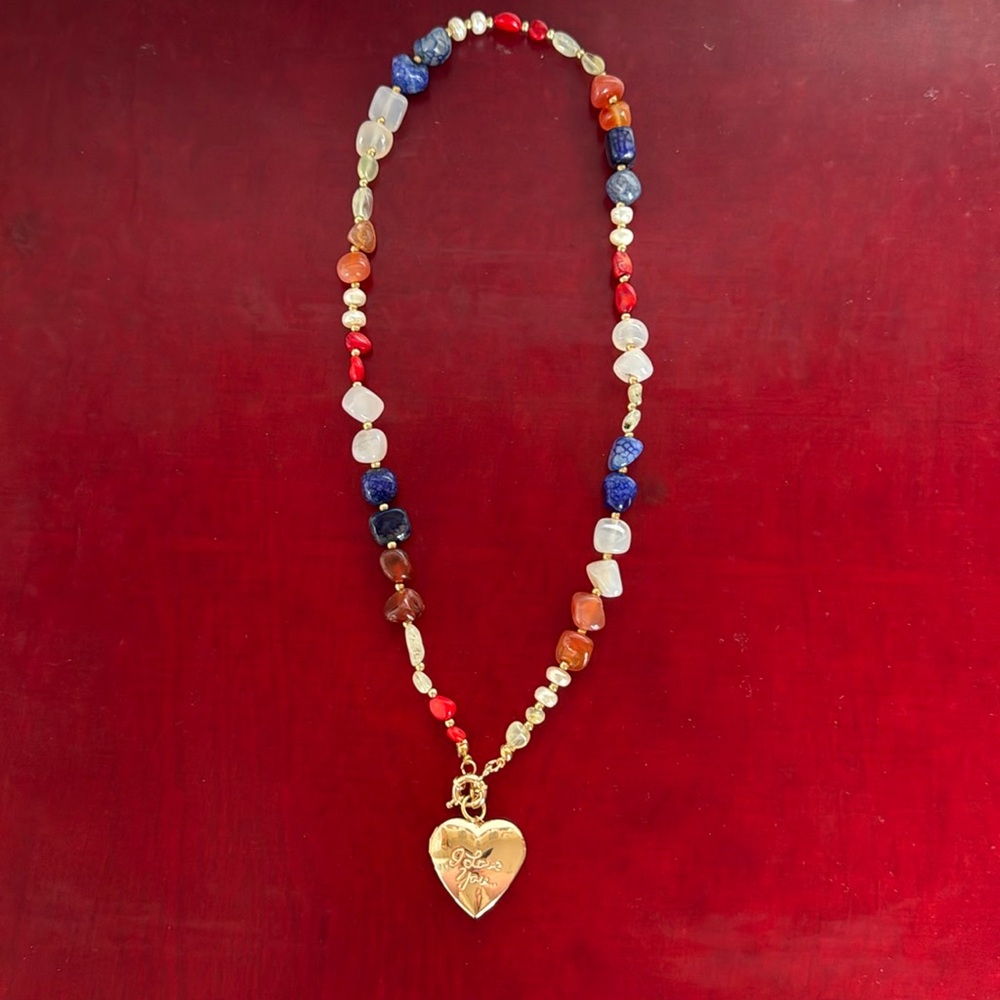 Handmade necklace with stones and locket